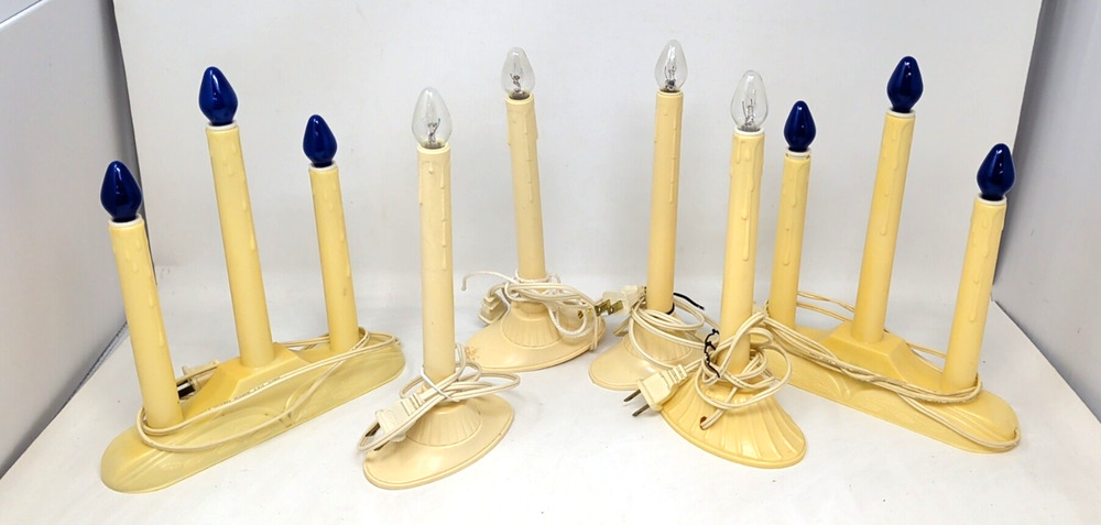 Vintage Christmas 3 Light Window Candle Electric Plastic Drip Candelabra 3 Lot